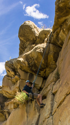 Chris rapelling down