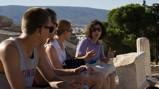 At Theater of Dionysus with our guide Demetra Potsika