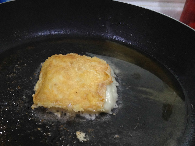 Chris makes fried cheese - YUM!